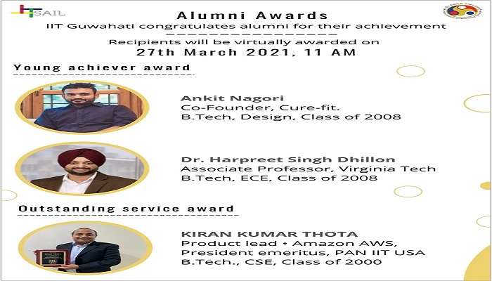 IIT Guwahati is pleased to announce its awardees for Alumni Award 2020 IITGuwahati for very first time